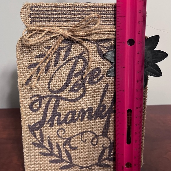 Rustic Burlap Wall Decor with Metal Flower - Picture 3 of 4